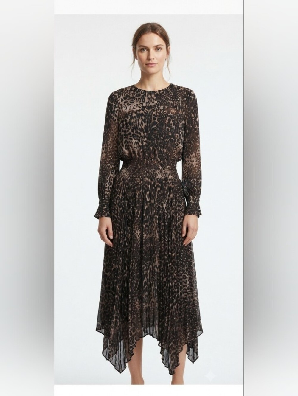Victor Alfaro Semi Sheer Leopard Maxi Dress Size XL‎